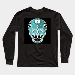 skull mania ecopop tribal mexican art in zephyr Long Sleeve T-Shirt